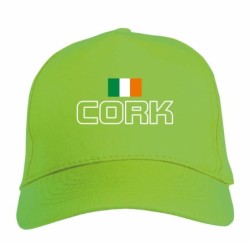 Cappellino ricamato CORK Ireland verde - sportivo ultras, in poliestere, 5 pannelli, regolazione in velcro