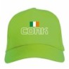 Cappellino ricamato CORK Ireland verde - sportivo ultras, in poliestere, 5 pannelli, regolazione in velcro