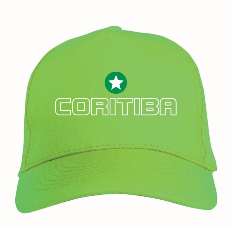 Cappellino ricamato CORITIBA verde - sportivo ultras, in poliestere, 5 pannelli, regolazione in velcro