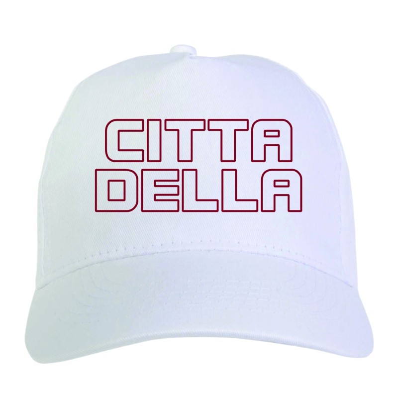 Cappellino ricamato CITTADELLA bianco - sportivo ultras, in poliestere, 5 pannelli, regolazione in velcro