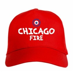 Cappellino ricamato CHICAGO rosso - sportivo ultras, in poliestere, 5 pannelli, regolazione in velcro