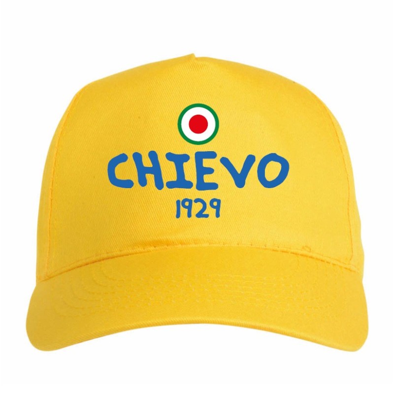 Cappellino ricamato quartiere CHIEVO Verona giallo - sportivo ultras, in poliestere, 5 pannelli