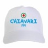 Cappellino ricamato CHIAVARI bianco - sportivo ultras, in poliestere, 5 pannelli, regolazione in velcro