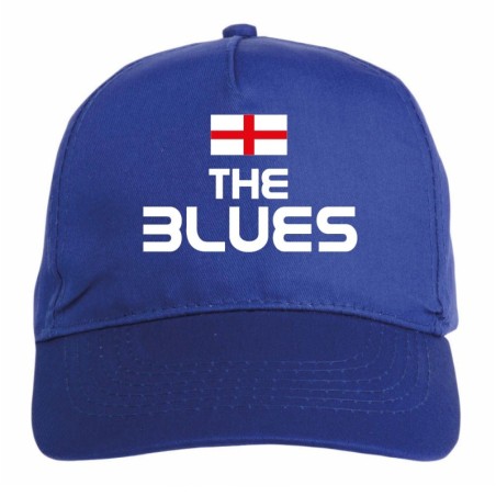 Cappellino ricamato Blues di Londra blu - sportivo ultras, in poliestere, 5 pannelli, regolazione in velcro