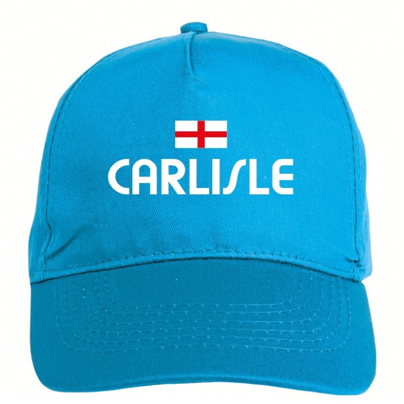 Cappellino ricamato CARLISLE blu - sportivo ultras, in poliestere, 5 pannelli, regolazione in velcro