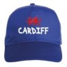 Cappellino ricamato CARDIFF blu - sportivo ultras, in poliestere, 5 pannelli, regolazione in velcro