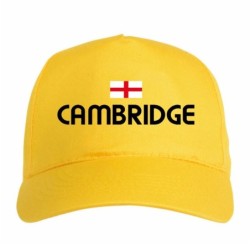 Cappellino ricamato CAMBRIDGE giallo - sportivo ultras, in poliestere, 5 pannelli, regolazione in velcro