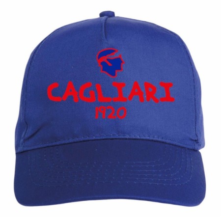 Cappellino ricamato CAGLIARI rosso - sportivo ultras, in poliestere, 5 pannelli, regolazione in velcro