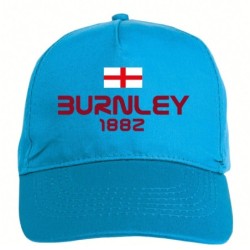 Cappellino ricamato BURNLEY azzurro - sportivo ultras, in poliestere, 5 pannelli, regolazione in velcro