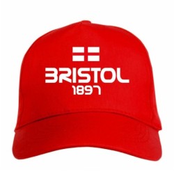 Cappellino ricamato BRISTOL bianco - sportivo ultras, in poliestere, 5 pannelli, regolazione in velcro