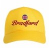 Cappellino ricamato BRADFORD giallo - sportivo ultras, in poliestere, 5 pannelli, regolazione in velcro