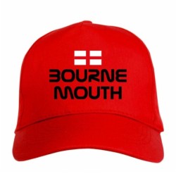 Cappellino ricamato BOURNE MOUTH rosso - sportivo ultras, in poliestere, 5 pannelli, regolazione in velcro