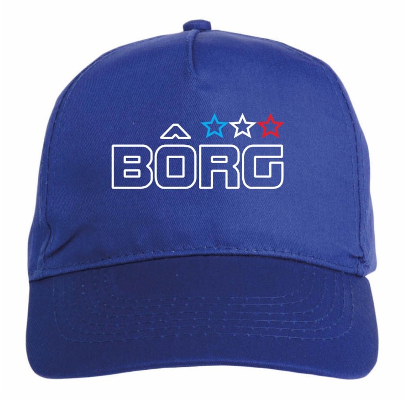 Cappellino ricamato BOURG EN BRESSE blu - sportivo ultras, in poliestere, 5 pannelli, regolazione in velcro