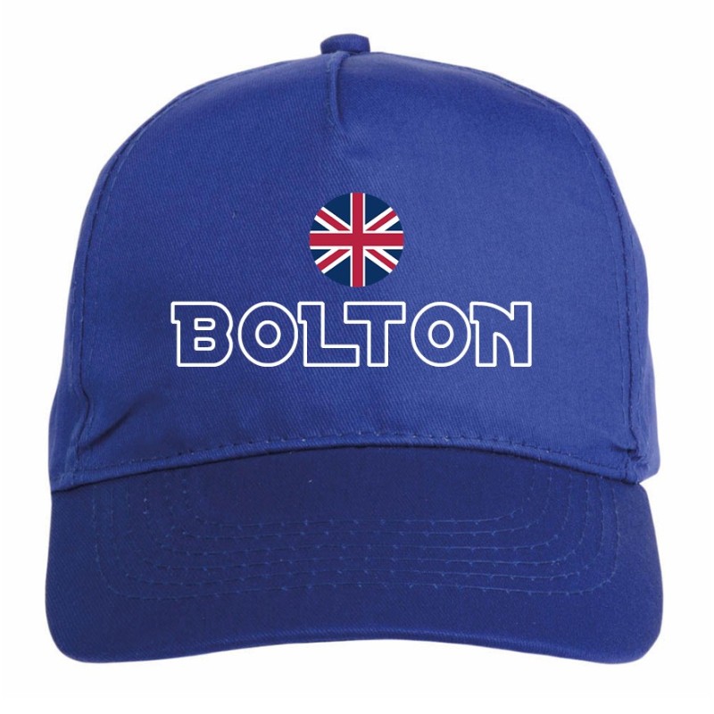 Cappellino ricamato BOLTON rosso - sportivo ultras, in poliestere, 5 pannelli, regolazione in velcro