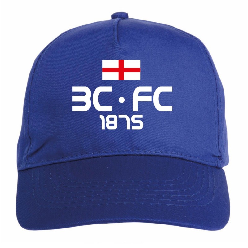 Cappellino ricamato BIRMINGHAM UK blu - sportivo ultras, in poliestere, 5 pannelli, regolazione in velcro