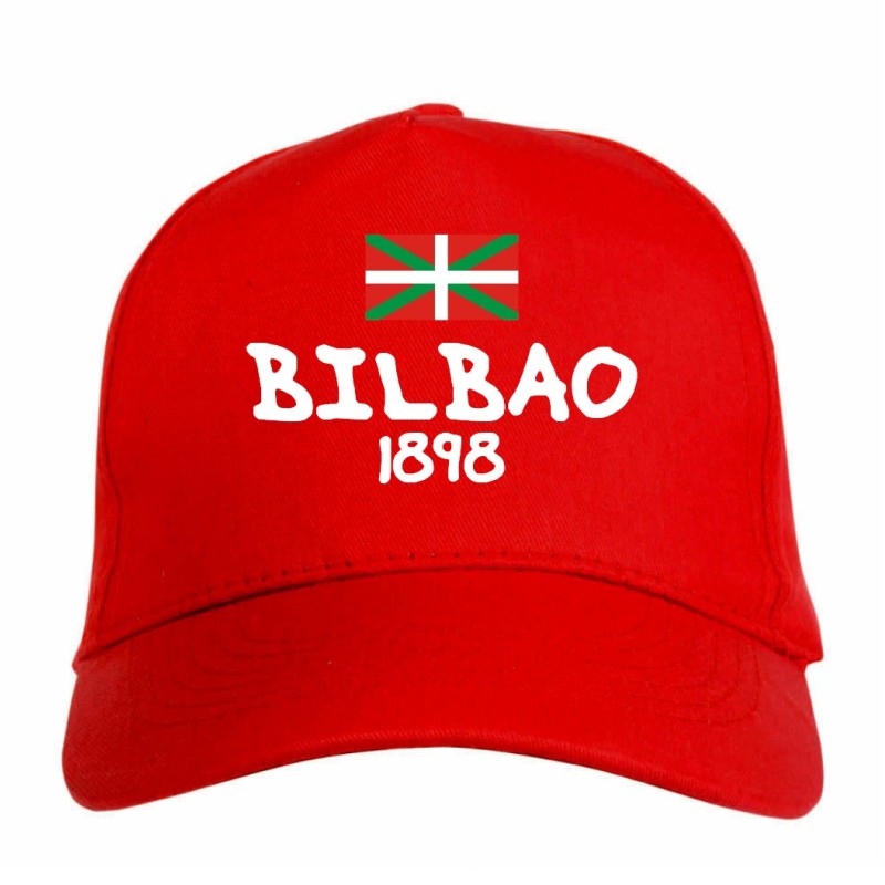 Cappellino ricamato BILBAO rosso - sportivo ultras, in poliestere, 5 pannelli, regolazione in velcro