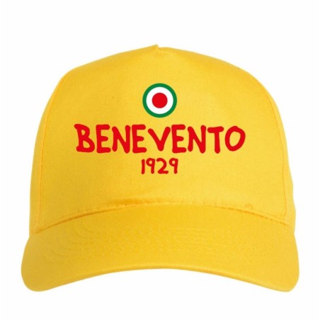 Cappellino ricamato BENEVENTO azzurro - sportivo ultras, in poliestere, 5 pannelli, regolazione in velcro