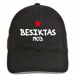 Cappellino ricamato BESIKTAS Turchia Istanbul nero - sportivo ultras, in poliestere, 5 pannelli