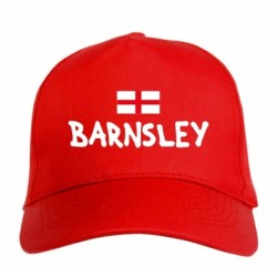 Cappellino ricamato BARNSLEY rosso - sportivo ultras, in poliestere, 5 pannelli, regolazione in velcro