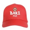 Cappellino ricamato BARI rosso - sportivo ultras, in poliestere, 5 pannelli, regolazione in velcro