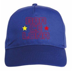 Cappellino ricamato BARCELONA Spagna blu - sportivo ultras, in poliestere, 5 pannelli, regolazione in velcro