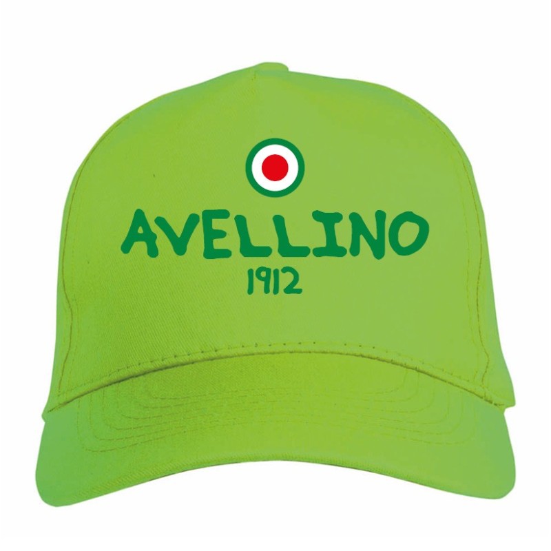 Cappellino ricamato AVELLINO verde - sportivo ultras, in poliestere, 5 pannelli, regolazione in velcro