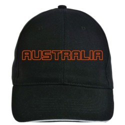 Cappellino ricamato AUSTRALIA nero - sportivo ultras, in poliestere, 5 pannelli, regolazione in velcro