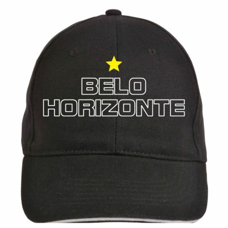 Cappellino ricamato Belo Horizonte nero - tifosi calcio - sportivo ultras, in poliestere, 5 pannelli