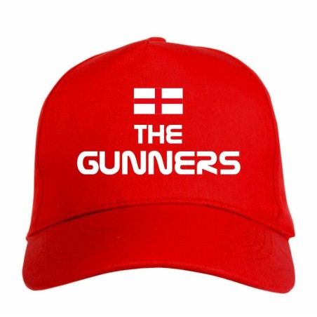 Cappellino ricamato Gunners Londra UK rosso - tifosi calcio - sportivo ultras, in poliestere, 5 pannelli