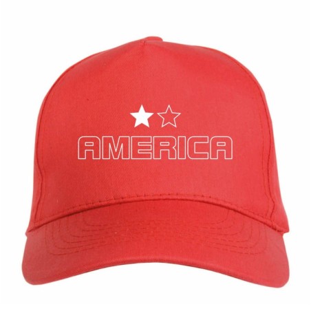 Cappellino ricamato AMERICA rosso - tifosi calcio - sportivo ultras, in poliestere, 5 pannelli,