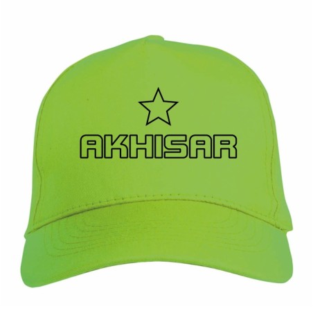 Cappellino ricamato AKHISAR Turchia verde - tifosi calcio - sportivo ultras, in poliestere, 5 pannelli,