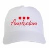 Cappellino ricamato Amsterdam Holland bianco - tifosi calcio - sportivo ultras, in poliestere, 5 pannelli,