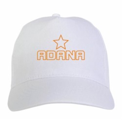 Cappellino ricamato ADANASPOR bianco - tifosi calcio - sportivo ultras, in poliestere, 5 pannelli,