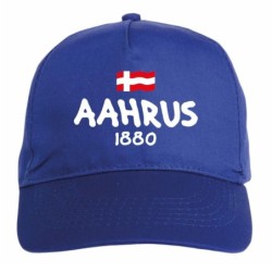 Cappellino ricamato Aarhus Danimarca blu - tifosi calcio - sportivo ultras, in poliestere, 5 pannelli,