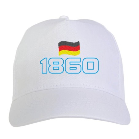 Cappellino ricamato Germania MUNCHEN bianco - tifosi calcio - sportivo ultras, in poliestere, 5 pannelli,