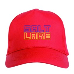 Cappellino ricamato SALT LAKE City USA rosso - tifosi calcio - sportivo ultras, in poliestere, 5 pannelli,