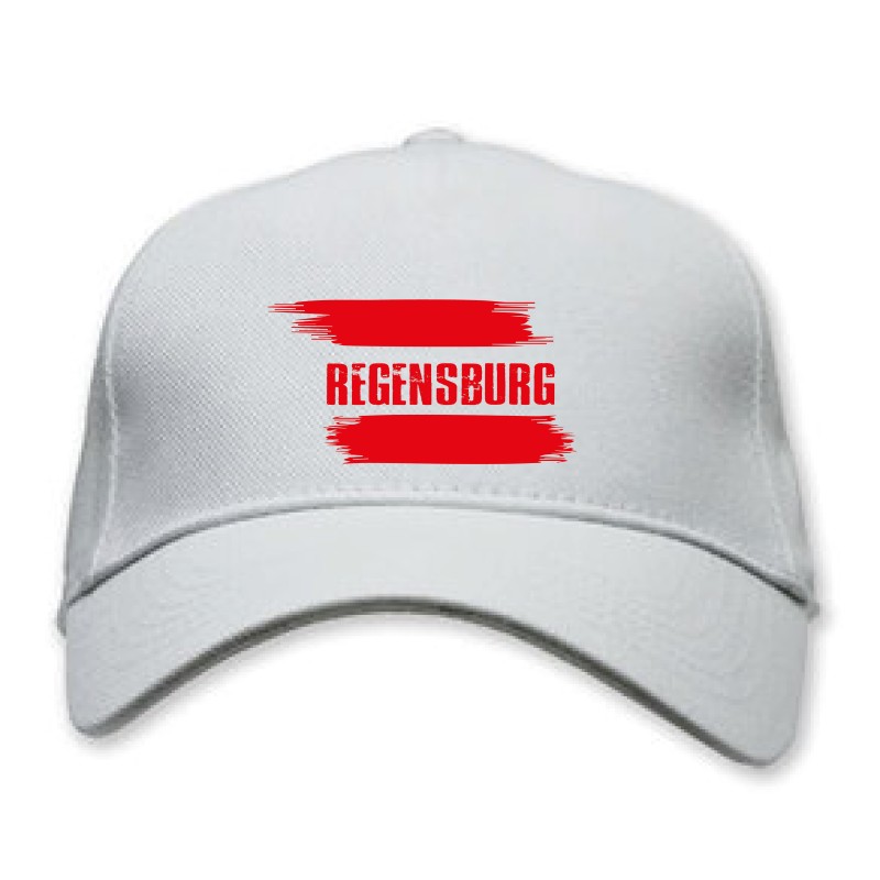 Cappellino bianco Regensburg Germania con bandiera - tifosi calcio - sportivo ultras, in poliestere, 5 pannelli,