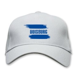 Cappellino bianco Duisburg Germania con bandiera - tifosi calcio - sportivo ultras, in poliestere, 5 pannelli,