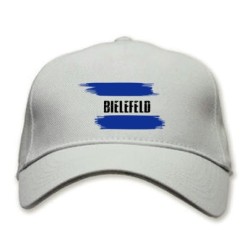 Cappellino bianco Bielefeld Germania con bandiera - tifosi calcio - sportivo ultras, in poliestere, 5 pannelli,