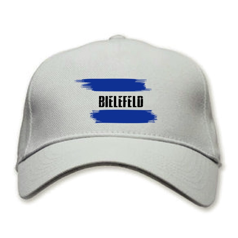 Cappellino bianco Bielefeld Germania con bandiera - tifosi calcio - sportivo ultras, in poliestere, 5 pannelli,