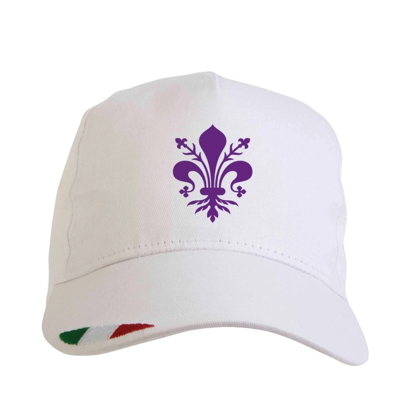 Cappellino ricamato Giglio Viola Firenze  - tifosi calcio - sportivo ultras, in poliestere, 5 pannelli,