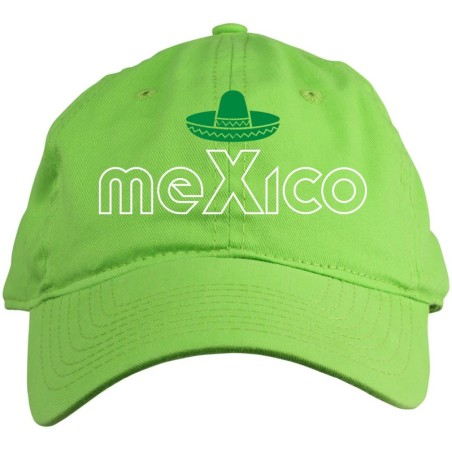 Cappellino ricamato Mexico con cappello messicano colore verde chiaro Cappellino in poliestere, 5 pannelli,