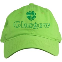 Cappellino ricamato Glasgow Scozia verde con logo trifoglio  Cappellino in poliestere, 5 pannelli,