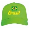 Cappellino ricamato Brazil con logo bandiera Brasile verde chiaro Cappellino in poliestere, 5 pannelli,