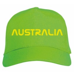 Cappellino ricamato Australia giallo di colore verde chiaro Cappellino in poliestere, 5 pannelli,