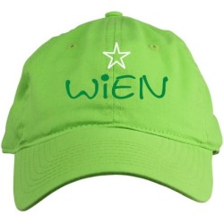 Cappellino ricamato Austria citta Vienna con logo verde chiaro Cappellino in poliestere, 5 pannelli,