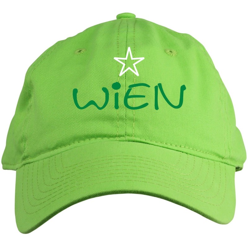 Cappellino ricamato Austria citta Vienna con logo verde chiaro Cappellino in poliestere, 5 pannelli,