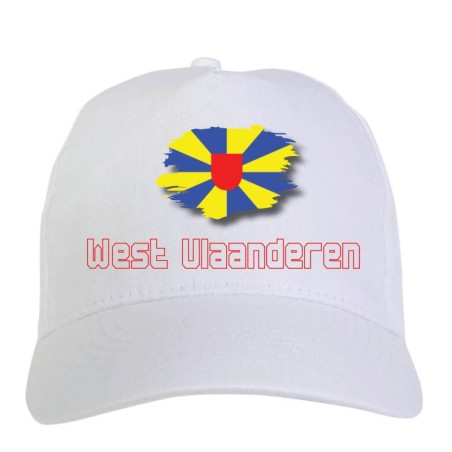 Cappellini bianchi regioni Europa Cappellino bianco West Vlaandern Belgio bandiera chiusura velcro 6