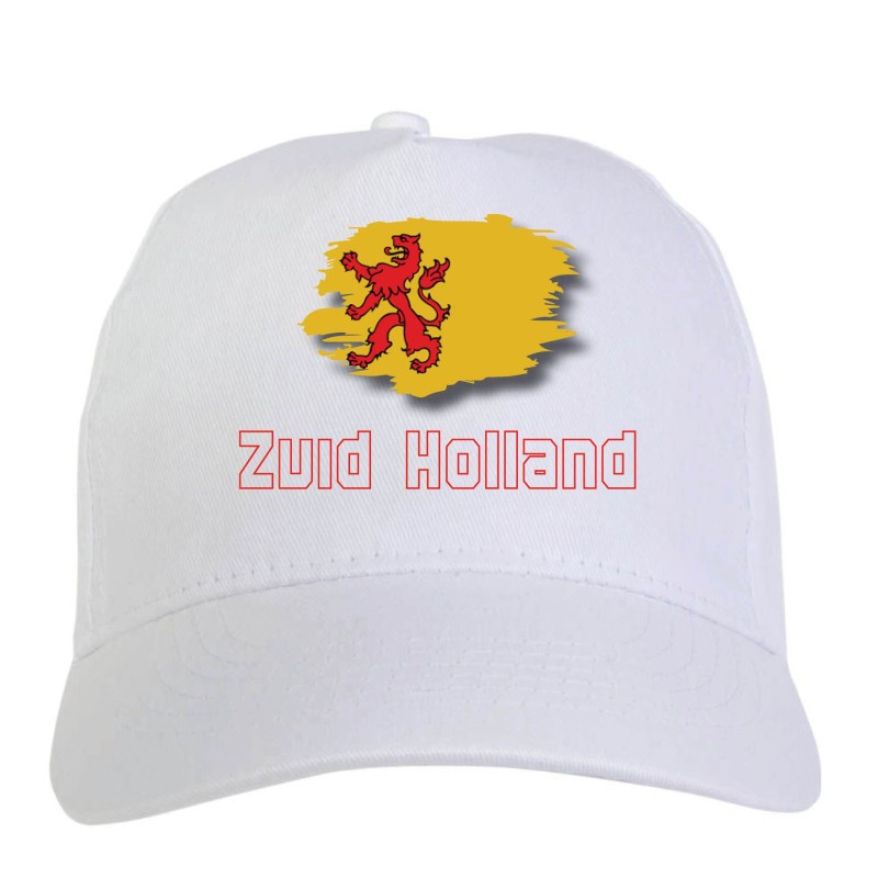 Cappellino bianco Zuid Holland Olanda bandiera - sportivo ultras, in poliestere, 5 pannelli