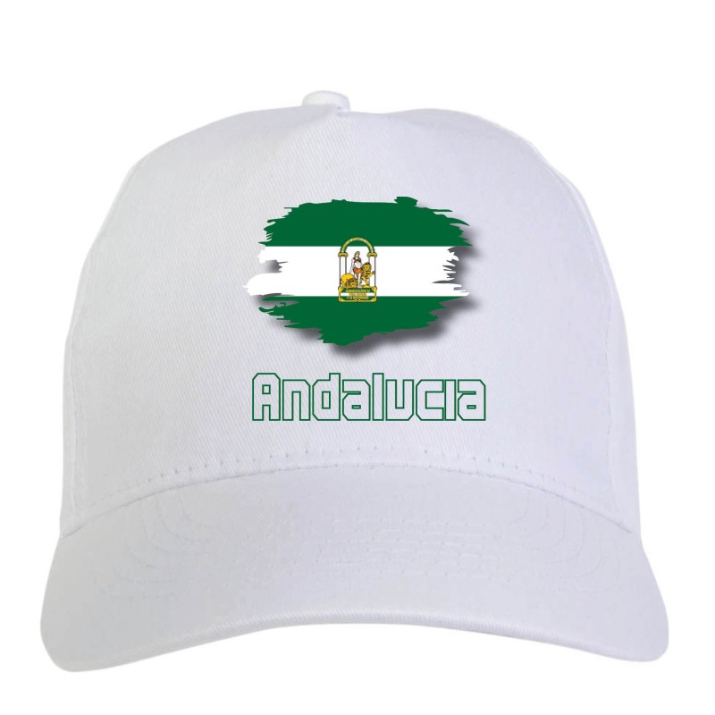 Cappellino bianco Andalusia Spagna bandiera - sportivo ultras, in poliestere, 5 pannelli